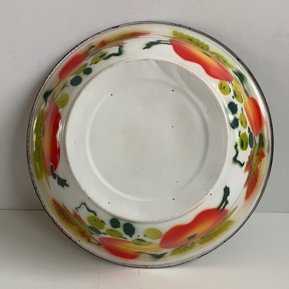 Vintage enamelware harvesting bowl gathering bowl farmhouse decor tomato pattern - Picture 12 of 12